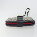 GUCCI GG Supreme Shoulder Bag PVC Leather Navy Gold Auth 190743-9