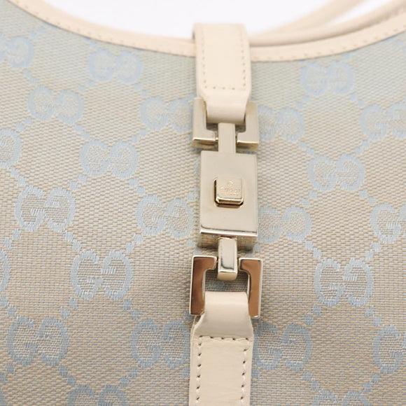 GUCCI GG Canvas Jackie Hand Bag Light Blue Gold 002 5068 Auth 190748
