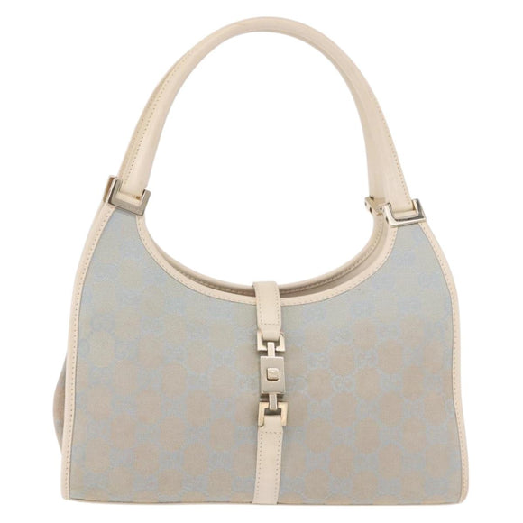 GUCCI GG Canvas Jackie Hand Bag Light Blue Gold 002 5068 Auth 190748