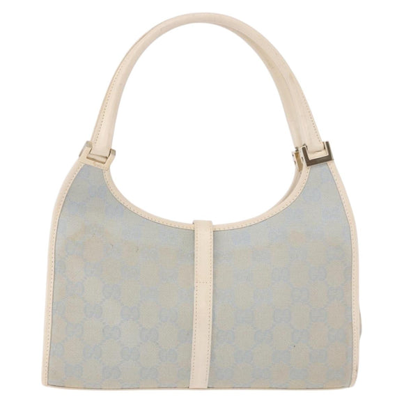 GUCCI GG Canvas Jackie Hand Bag Light Blue Gold 002 5068 Auth 190748