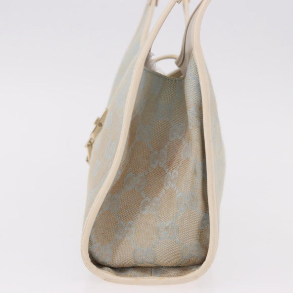 GUCCI GG Canvas Jackie Hand Bag Light Blue Gold 002 5068 Auth 190748