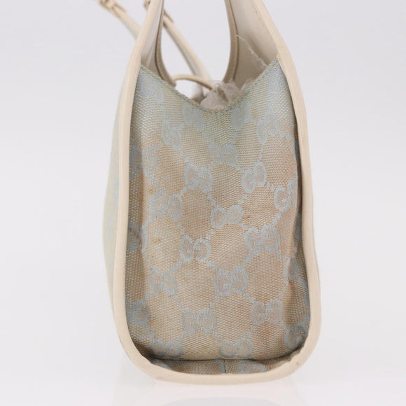 GUCCI GG Canvas Jackie Hand Bag Light Blue Gold 002 5068 Auth 190748