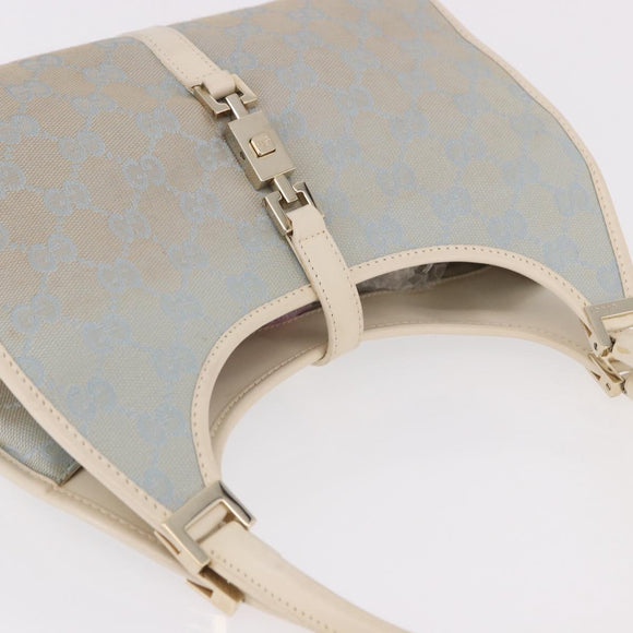 GUCCI GG Canvas Jackie Hand Bag Light Blue Gold 002 5068 Auth 190748