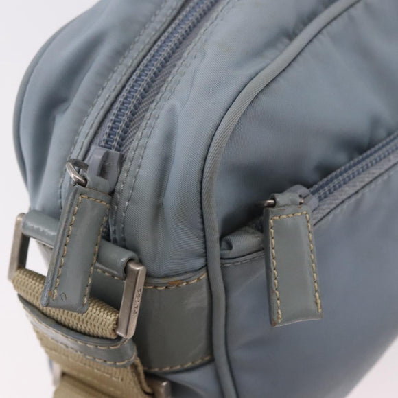 PRADA Shoulder Bag Nylon Light Blue Silver Auth 190750