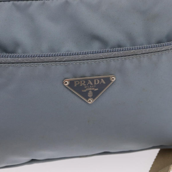 PRADA Shoulder Bag Nylon Light Blue Silver Auth 190750