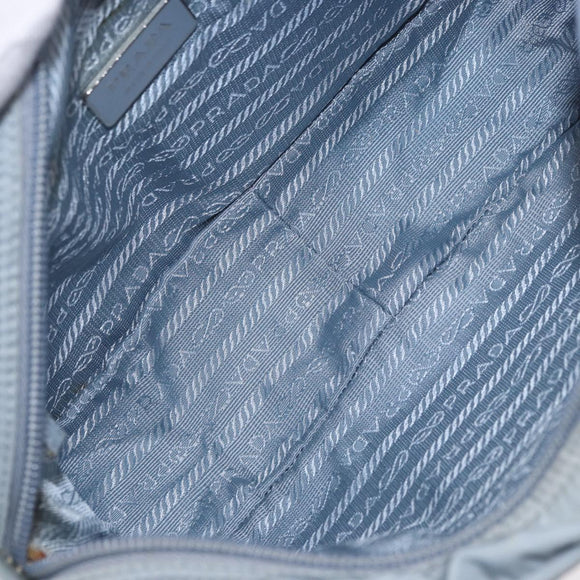 PRADA Shoulder Bag Nylon Light Blue Silver Auth 190750