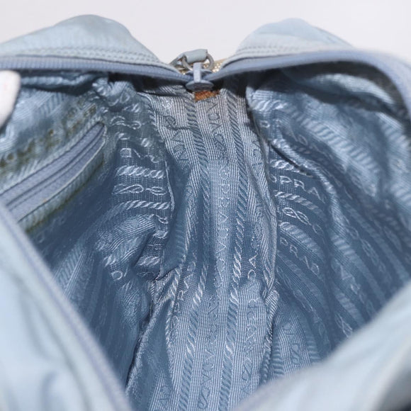 PRADA Shoulder Bag Nylon Light Blue Silver Auth 190750