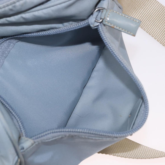 PRADA Shoulder Bag Nylon Light Blue Silver Auth 190750