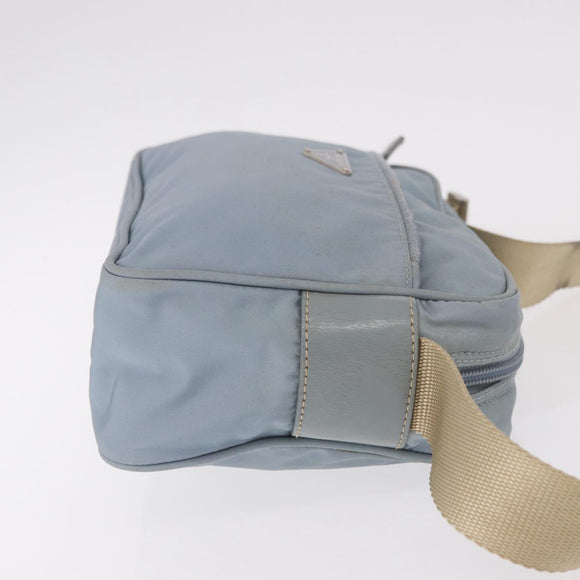 PRADA Shoulder Bag Nylon Light Blue Silver Auth 190750