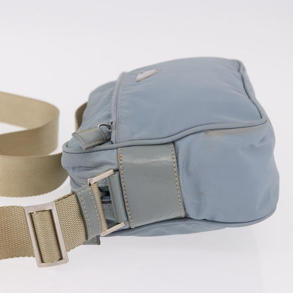 PRADA Shoulder Bag Nylon Light Blue Silver Auth 190750