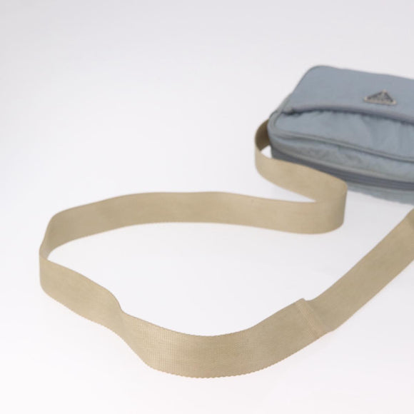 PRADA Shoulder Bag Nylon Light Blue Silver Auth 190750