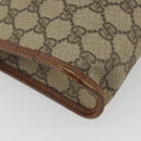 GUCCI GG Supreme Clutch Bag PVC Leather Beige Gold Auth 190770-16