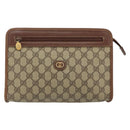 GUCCI GG Supreme Clutch Bag PVC Leather Beige Gold Auth 190770-13
