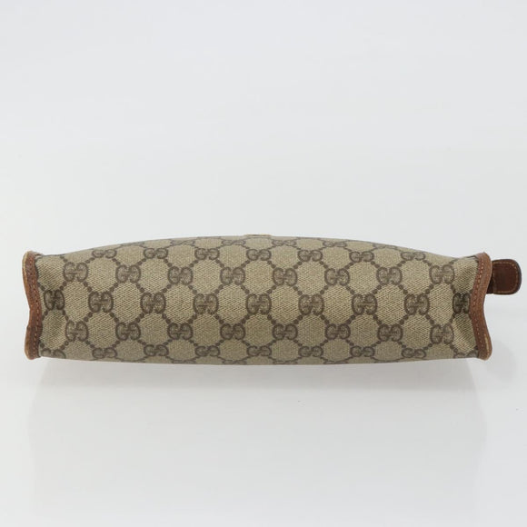 GUCCI GG Supreme Clutch Bag PVC Leather Beige Gold Auth 190770