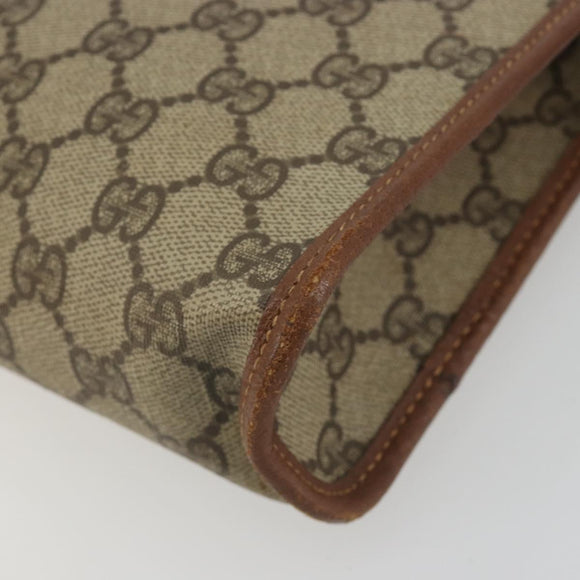 GUCCI GG Supreme Clutch Bag PVC Leather Beige Gold Auth 190770