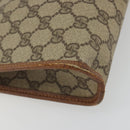 GUCCI GG Supreme Clutch Bag PVC Leather Beige Gold Auth 190770-14