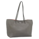 FENDI Celeria Tote Bag Leather Gray Silver Auth 190772-1
