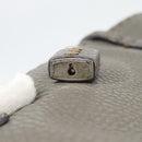 FENDI Celeria Tote Bag Leather Gray Silver Auth 190772-18