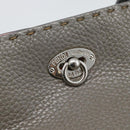 FENDI Celeria Tote Bag Leather Gray Silver Auth 190772-19