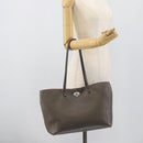FENDI Celeria Tote Bag Leather Gray Silver Auth 190772-23