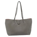 FENDI Celeria Tote Bag Leather Gray Silver Auth 190772-2