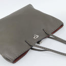 FENDI Celeria Tote Bag Leather Gray Silver Auth 190772-6