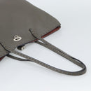 FENDI Celeria Tote Bag Leather Gray Silver Auth 190772-7