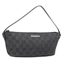 GUCCI GG Canvas Accessory Pouch Black Silver Auth 190780A-1