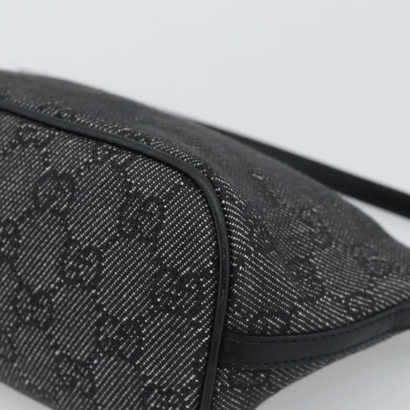 GUCCI GG Canvas Accessory Pouch Black Silver Auth 190780A