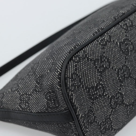 GUCCI GG Canvas Accessory Pouch Black Silver Auth 190780A