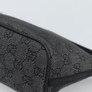 GUCCI GG Canvas Accessory Pouch Black Silver Auth 190780A-12