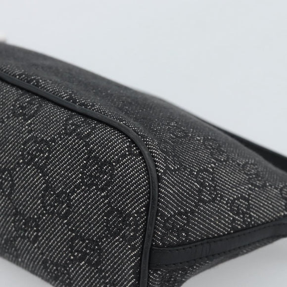 GUCCI GG Canvas Accessory Pouch Black Silver Auth 190780A