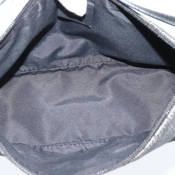 GUCCI GG Canvas Accessory Pouch Black Silver Auth 190780A