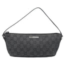 GUCCI GG Canvas Accessory Pouch Black Silver Auth 190780A-2