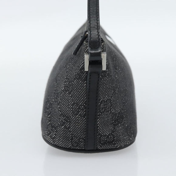 GUCCI GG Canvas Accessory Pouch Black Silver Auth 190780A