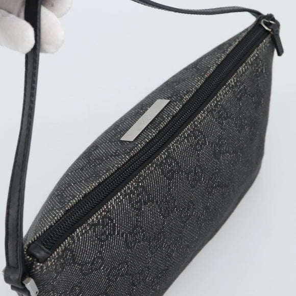 GUCCI GG Canvas Accessory Pouch Black Silver Auth 190780A