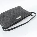 GUCCI GG Canvas Accessory Pouch Black Silver Auth 190780A-7