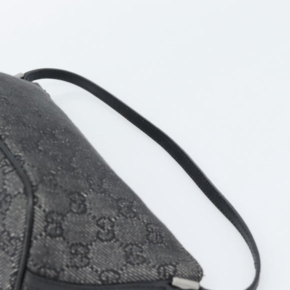 GUCCI GG Canvas Accessory Pouch Black Silver Auth 190780A