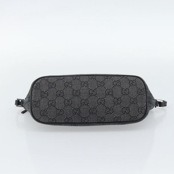 GUCCI GG Canvas Accessory Pouch Black Silver Auth 190780A