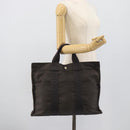 HERMES Her LineMM Hand Bag Canvas Gray Silver Auth 190781-20