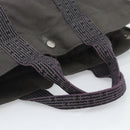 HERMES Her LineMM Hand Bag Canvas Gray Silver Auth 190781-7