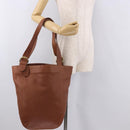Coach Tote Bag Leather Brown Gold Auth 190783-22