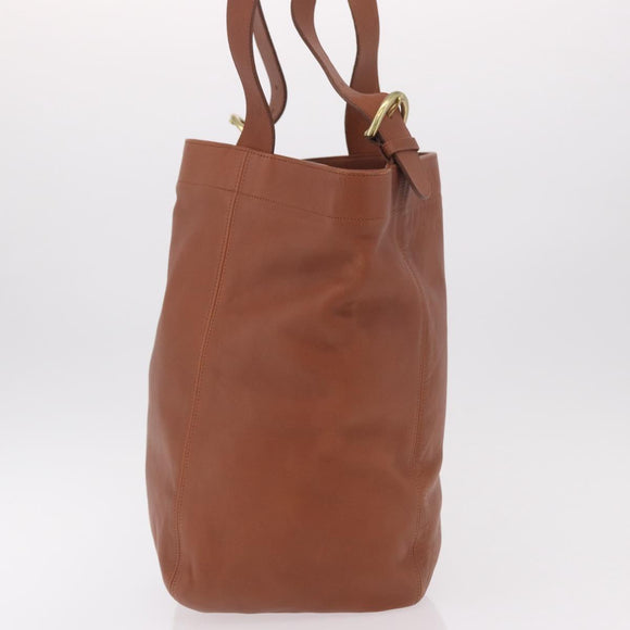 Coach Tote Bag Leather Brown Gold Auth 190783