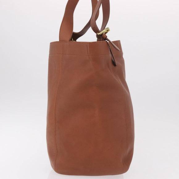 Coach Tote Bag Leather Brown Gold Auth 190783