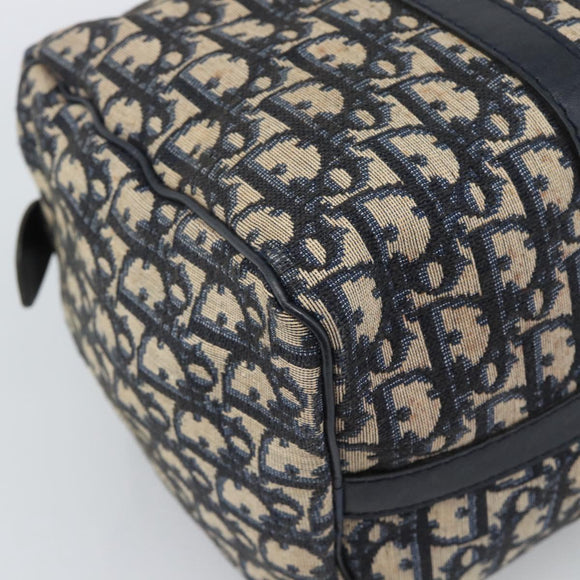 Christian Dior Trotter Canvas Boston Bag Navy Silver Auth 190784