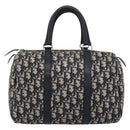 Christian Dior Trotter Canvas Boston Bag Navy Silver Auth 190784-13