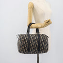 Christian Dior Trotter Canvas Boston Bag Navy Silver Auth 190784-21