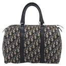 Christian Dior Trotter Canvas Boston Bag Navy Silver Auth 190784-2