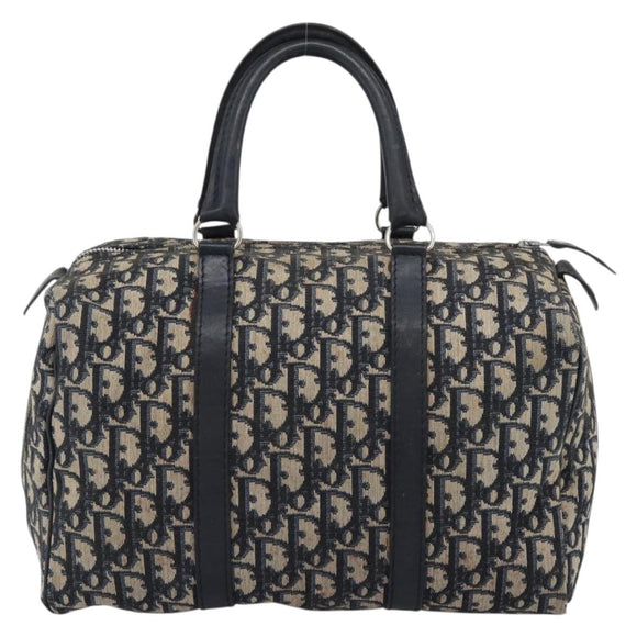 Christian Dior Trotter Canvas Boston Bag Navy Silver Auth 190784