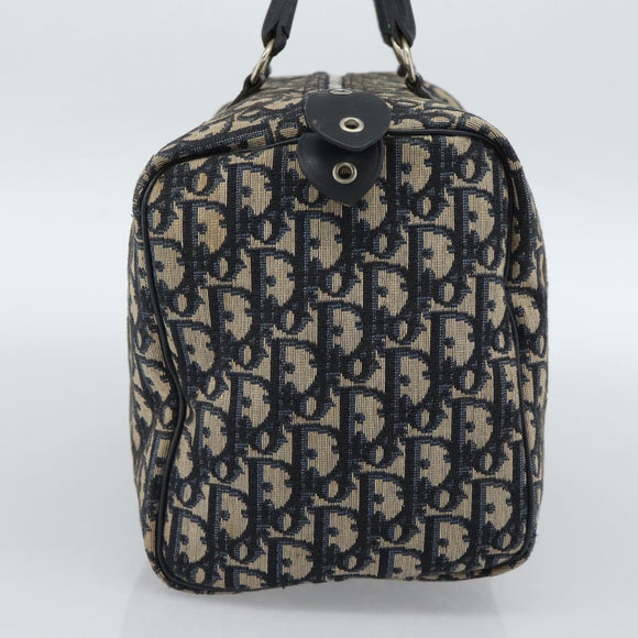 Christian Dior Trotter Canvas Boston Bag Navy Silver Auth 190784